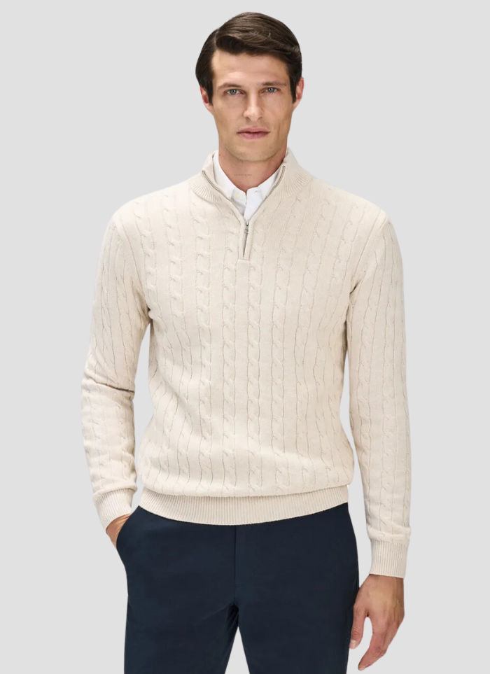 CSONS™ | Half-Zip Cable Knit Sweater - Beige