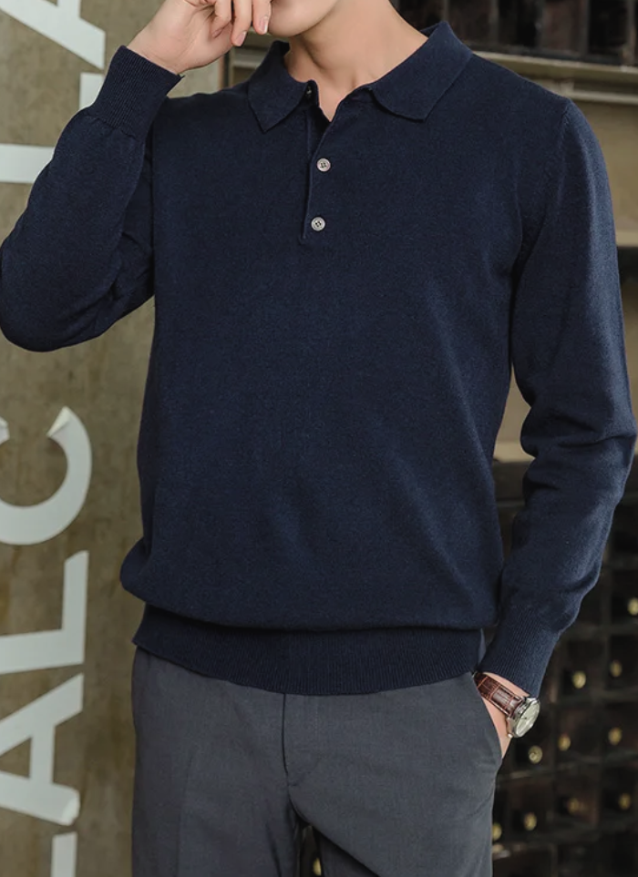 CSONS™ | Knit Polo Sweater - navy