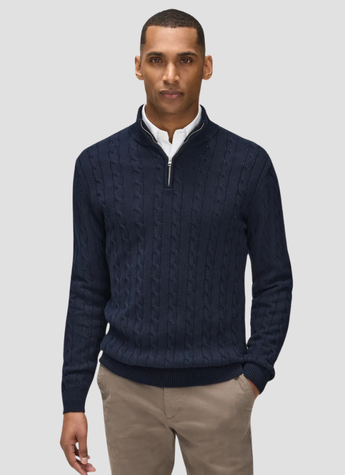 CSONS™ | Half-Zip Cable Knit Sweater - Navy