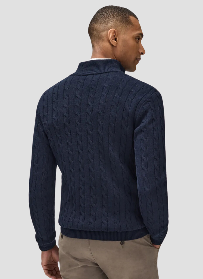 CSONS™ | Half-Zip Cable Knit Sweater - Navy