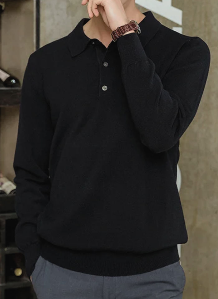 CSONS™ | Knit Polo Sweater - Black