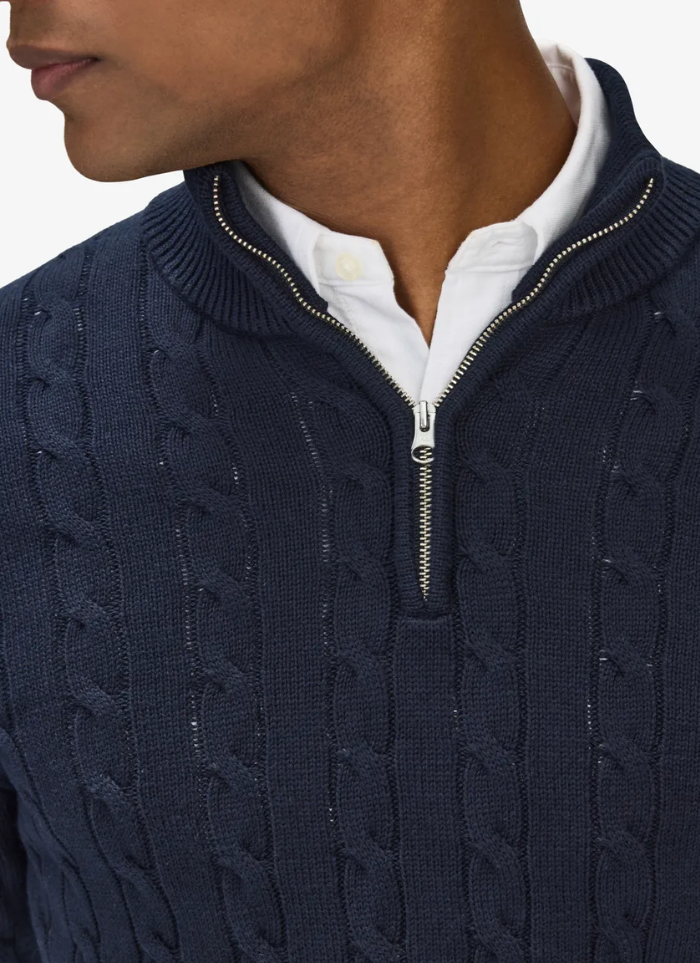 CSONS™ | Half-Zip Cable Knit Sweater - Navy