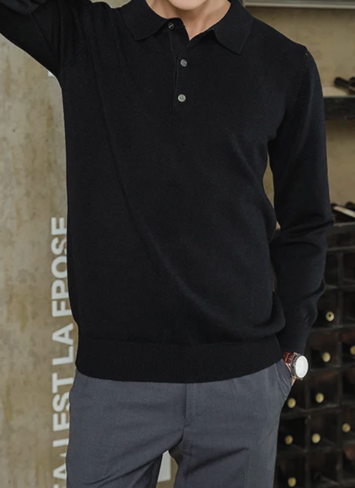 CSONS™ | Knit Polo Sweater - Black